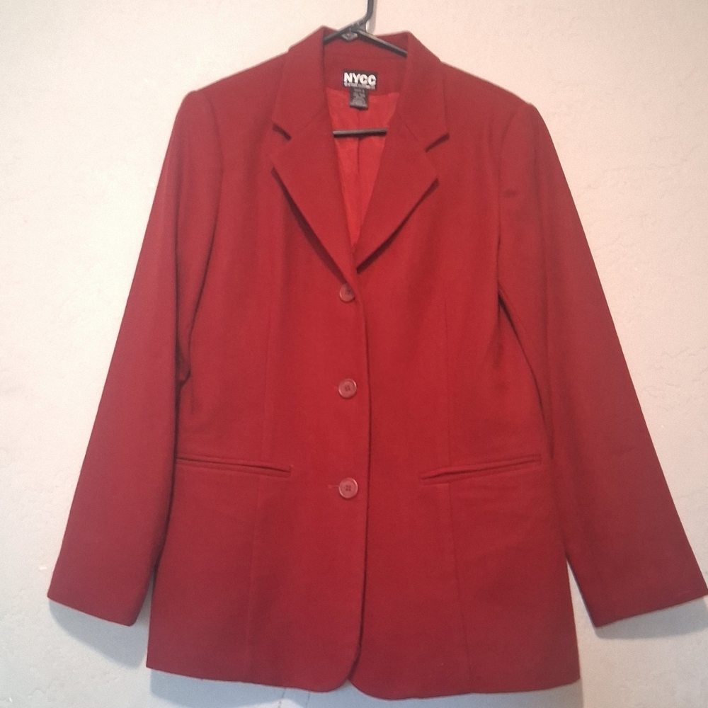 NYCC Blazer 100% Wool Red Sz8 Jacket Coat Valentines‎